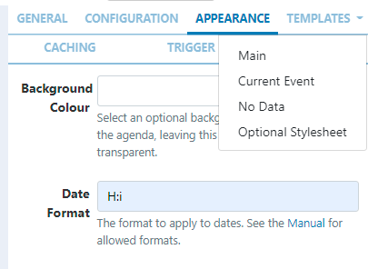 Calendar Template Tab